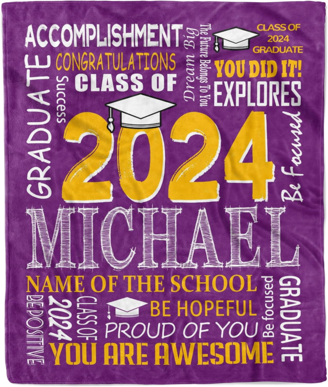 Personalized Graduation Blanket Gifts 2024,Custom Name Graduation