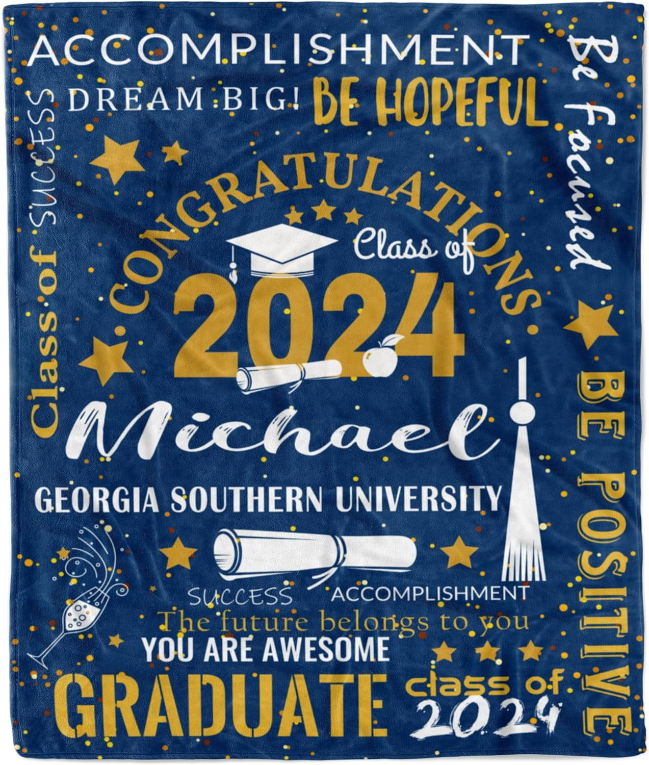 Personalized Graduation Blanket Gifts 2024,Custom Name Graduation Blanket College Gift