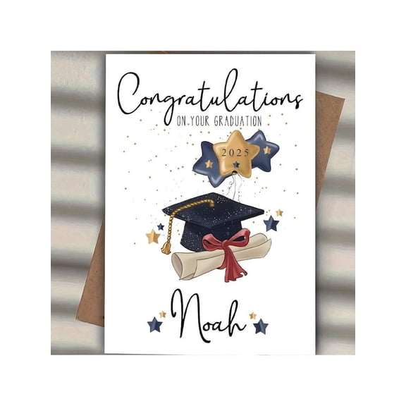 Personalized Graduation Card for Noah Congrats on Your Graduation 2025 Customizable Name Perfect for Celebrating Achievements with a Touch of Elegance