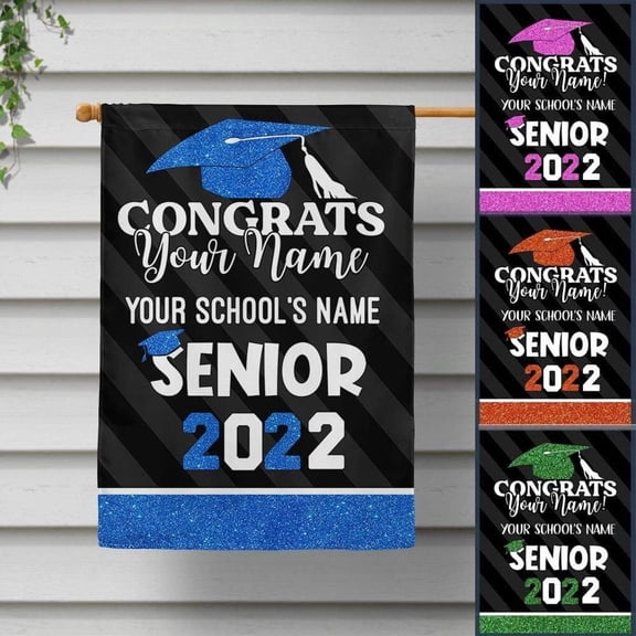Personalized Graduation Garden Flag, Class of 2026 Senior Gift, Custom High School College Graduate Banner