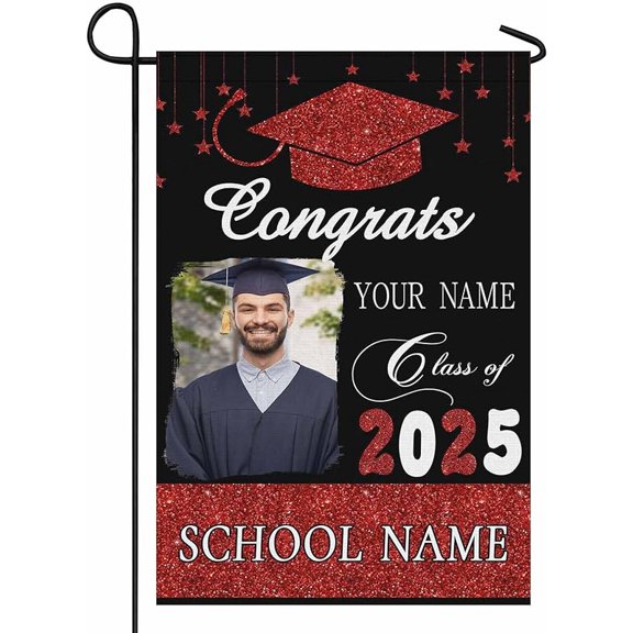 Personalized Graduation Garden Flag – Custom Name & School, Class of 2025 Yard Sign, Class Of 2025 Graduation Decorations