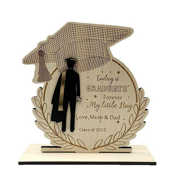Personalized Graduation Gift For Son Custom Engraved Wooden Plaque With Cap Design Perfect Keepsake For Class of 2025