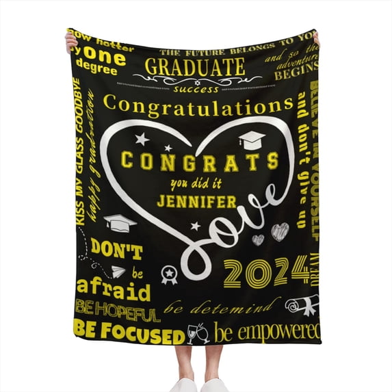 Personalized Graduation Gifts 2024 High School Blanket, Customized Graduation Gift for Girls Boys,College Graduation Gifts (Custom Blanket-03) Blankets