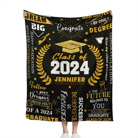 Personalized Graduation Gifts 2024 High School Blanket, Customized Graduation Gift for Girls Boys,College Graduation Gifts (Custom Blanket-03) Blankets