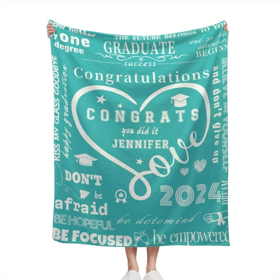 Personalized Graduation Gifts 2024 High School Blanket, Customized Graduation Gift for Girls Boys,College Graduation Gifts (Custom Blanket-03) Blankets