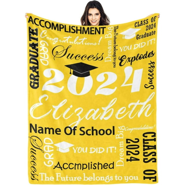 Personalized Graduation Gifts Blanket with Name School Custom Class of
