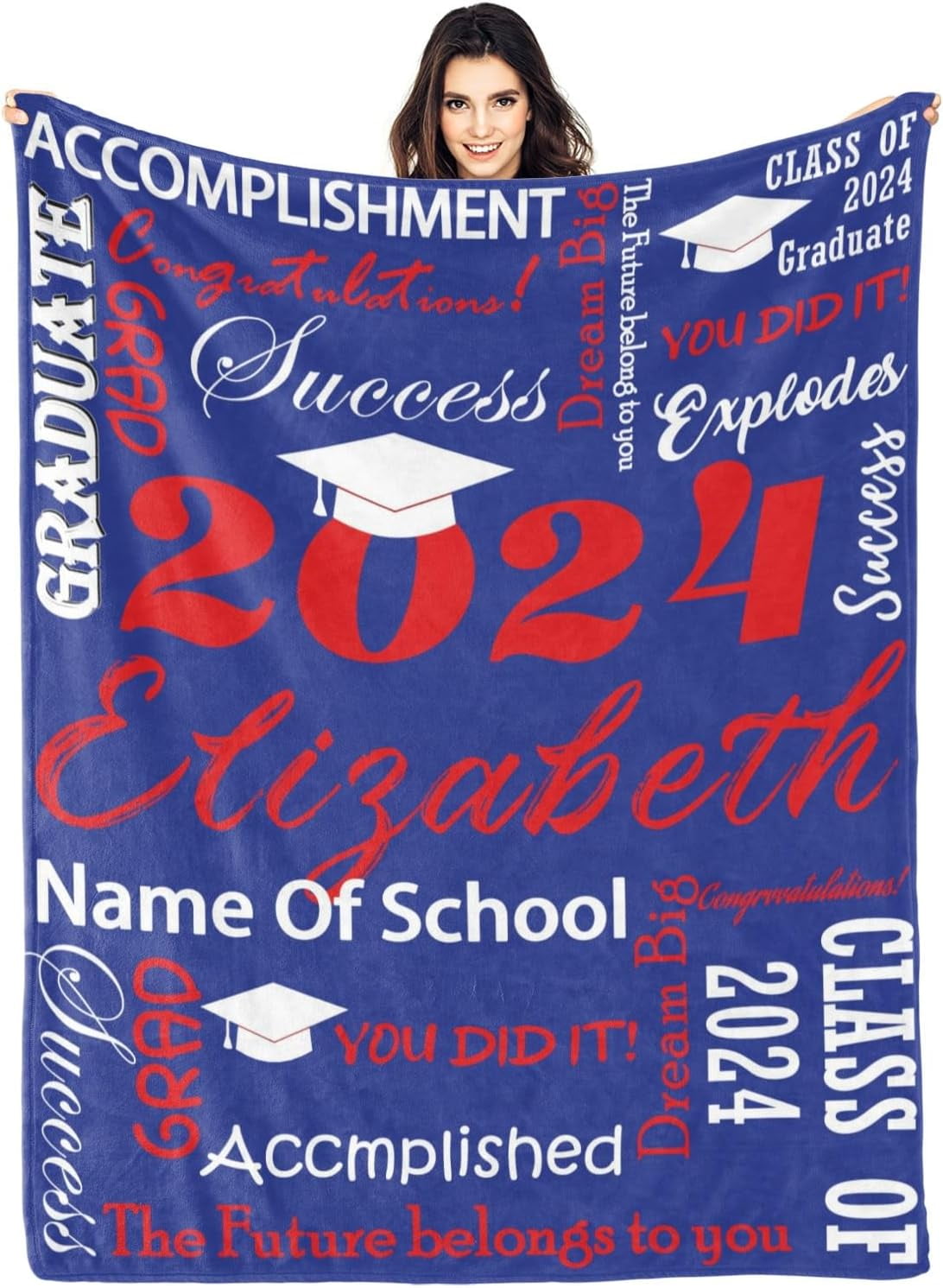 Personalized Graduation Gifts Blanket with Name School Custom Class of