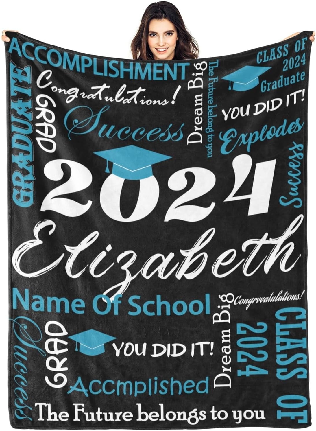 Personalized Graduation Gifts Blanket with Name School Custom Class of