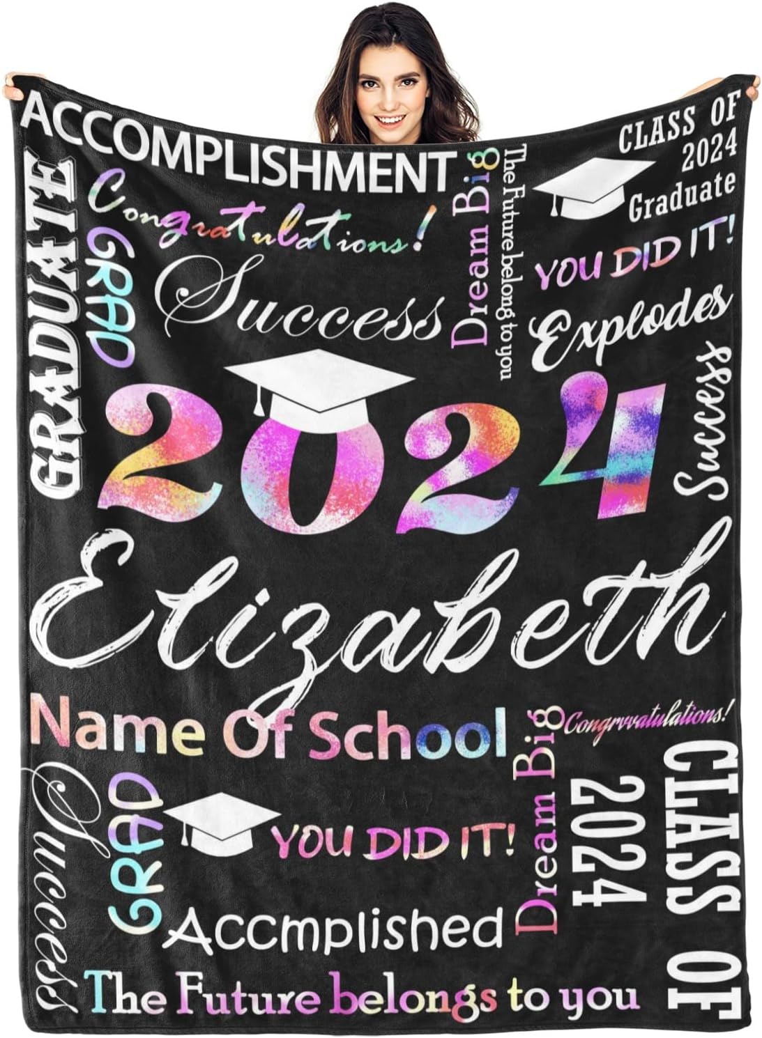 Personalized Graduation Gifts Blanket with Name School Custom Class of
