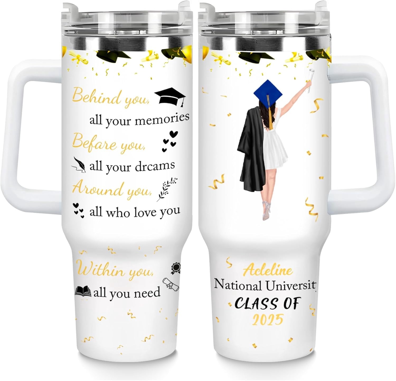 Graduation Handle Personalized Graduation Gifts For Her, Custom 40 Oz Travel Coffee ...