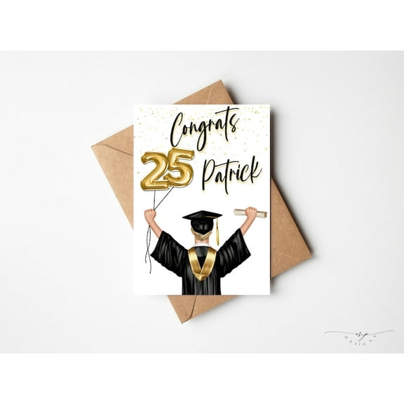 Personalized Graduation Greeting Card - Celebrate 25 Years with Custom Name - Perfect for Birthday or Achievement!