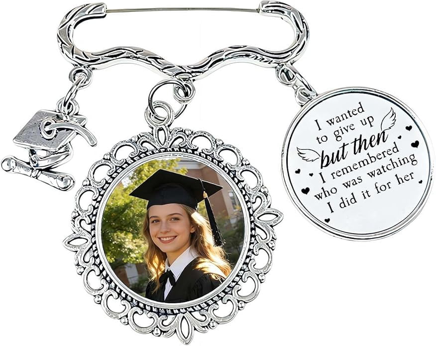 Personalized Graduation Memorial Pin with Photo Charm, Custom ...