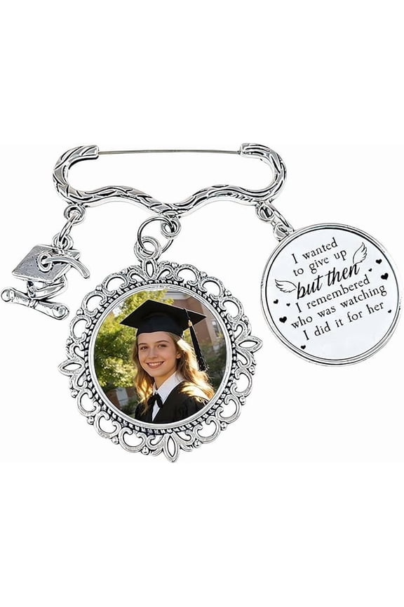 Personalized Graduation Memorial Pin with Photo Charm, Custom Graduation Tassel Pin Class of 2026 Keepsake Gift