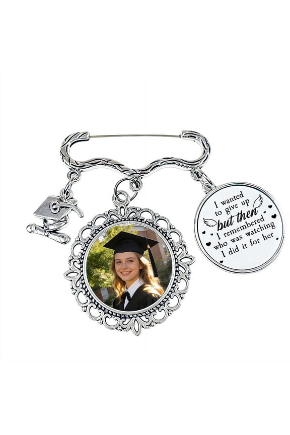 Personalized Graduation Memorial Pin with Photo Charm, Custom Tassel Memory for 2026,On Your Graduation Day Label Pin