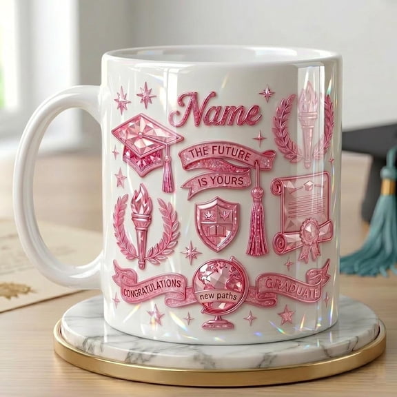 Personalized Graduation Mug, Class Of 2026, Faux 3D Effect, College Grad Gift