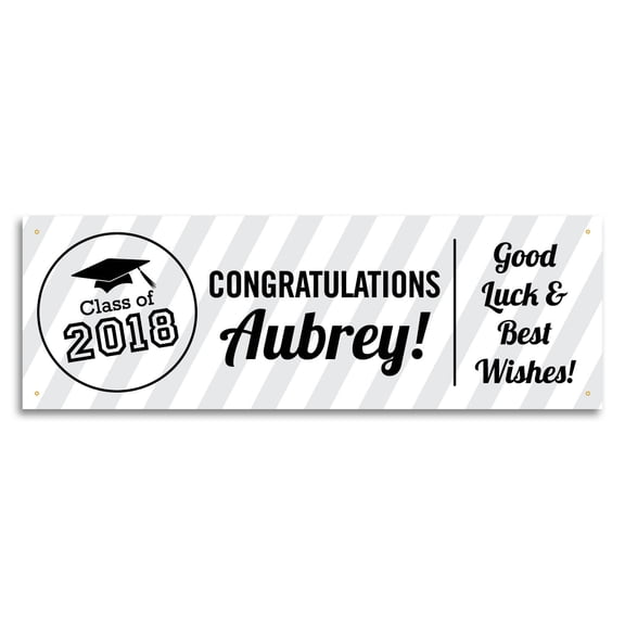 Personalized Graduation Party Banner, White