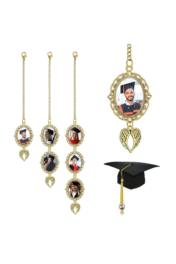 Personalized Graduation Tassel Charm Custom Graduation Cap Tassel with Memorial Photo Class of 2025 Picture Frame Pendant for Graduation Gift