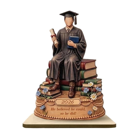 Personalized Graduation Wooden Block Plaque, Class of 2026 Keepsake Desktop Sign, Stud For Souvenir Inspirational Decorative