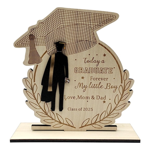Personalized Graduation Wooden Plaque with Graduate Silhouette & Inspirational Quote, Custom Name & School Class Year, High School College Graduation Gift for Him Her