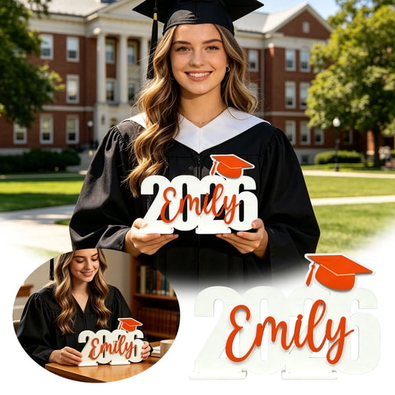 Personalized Graduation Wooden Plaque with Class of 2026 Engraved Wood Sign Photo Keepsake Wall Wooden High School College Graduate Memory Plaque