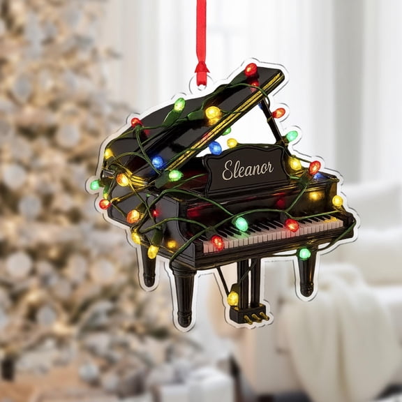 Personalized Grand Piano Acrylic Christmas Ornament Custom Name, Music Lover Holiday Tree Decor, Pianist/Teacher Gift, Classic Home Keepsake