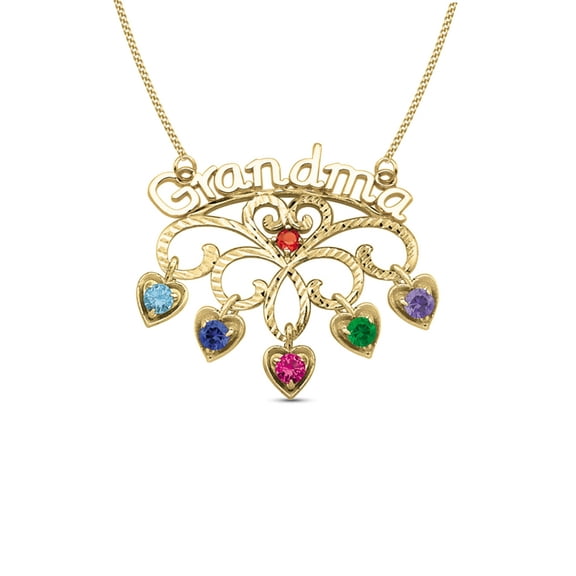 Personalized Grandma Birthstone Necklace in 10K Gold by Jewlster