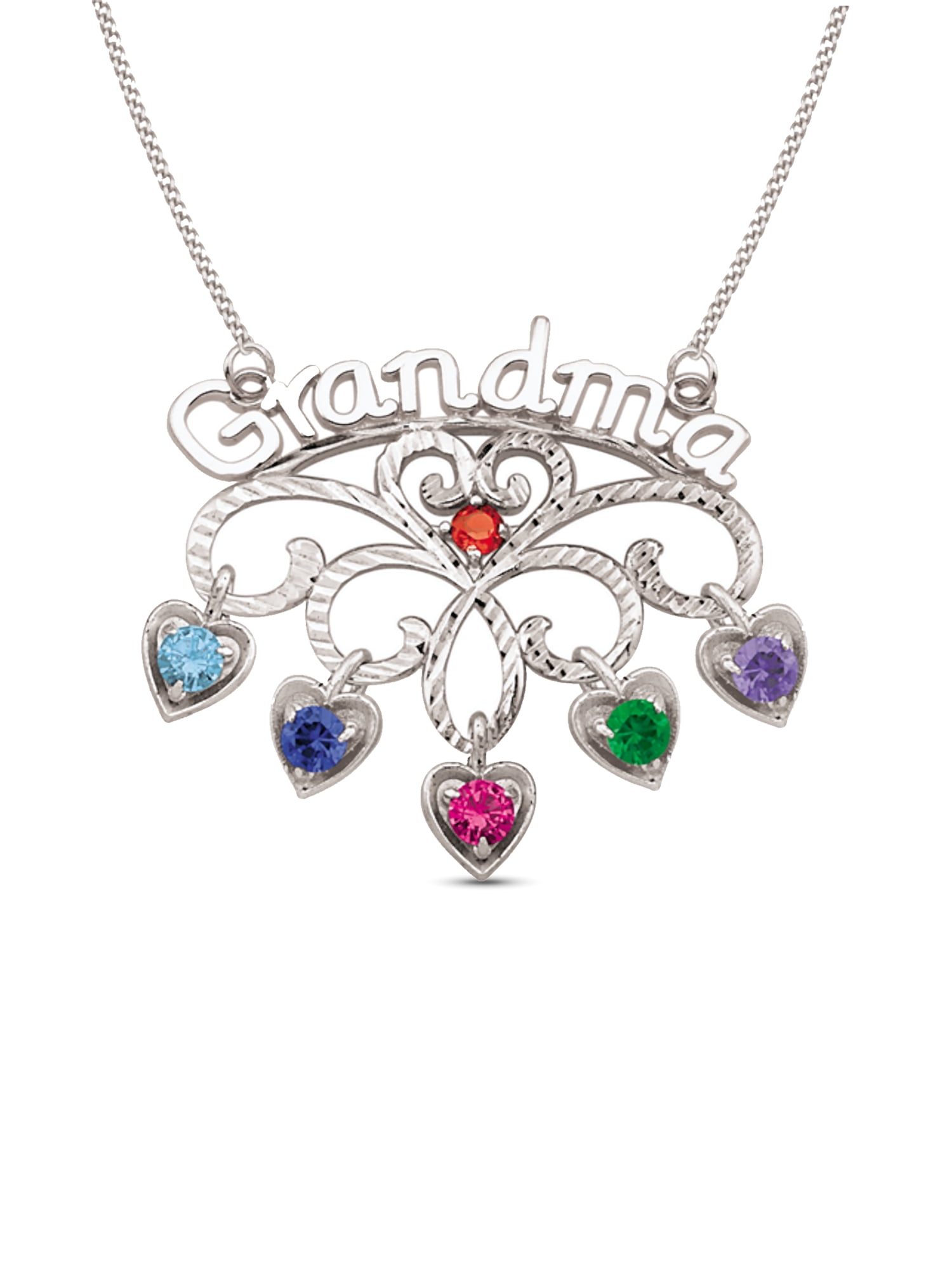 Free Shipping Personalized Grandma Birthstone Necklace in Sterling Silver Walmart