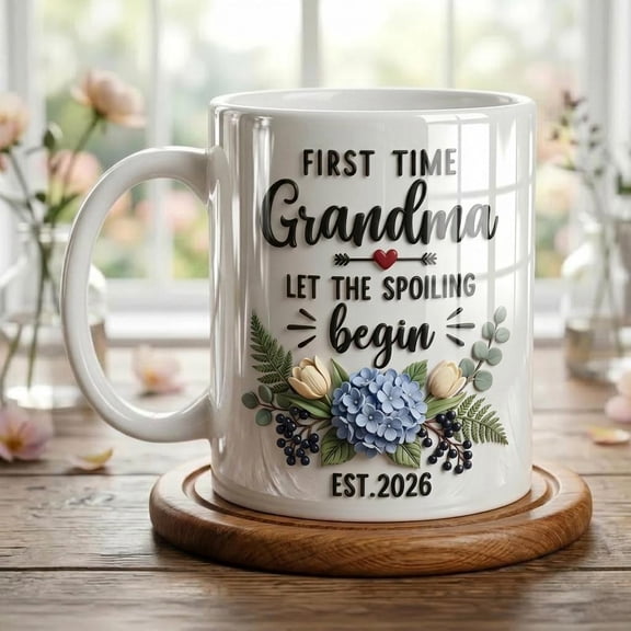 Personalized Grandma Est.2026 Mug, Surprise Pregnancy Reveal Gift, Custom Name Coffee Cup