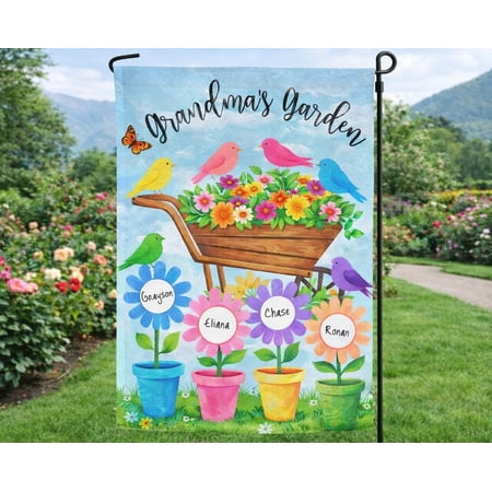 Personalized Grandma Garden Flag Floral Design, Custom Nana Mimi Yard Banner Gift