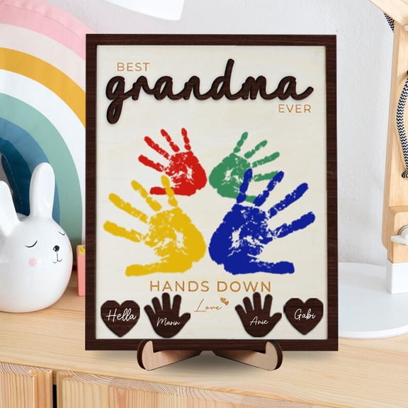 Personalized Grandma Handprint Sign, Best Grandma Ever Gift, Custom Grandkids Names Plaque, Mother’s Day Gift for Grandma
