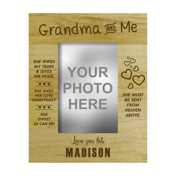 Personalized Grandma & Me Wood Engraved Picture Frame With Name - 4 x 6 Inches Horizontal