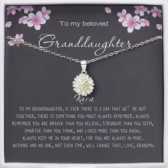 Personalized Grandmother Granddaughter Necklace - Granddaughter Gifts from Nana - Custom To My Granddaughter - Sterling Silver Daisy Necklace Gift from Grandma