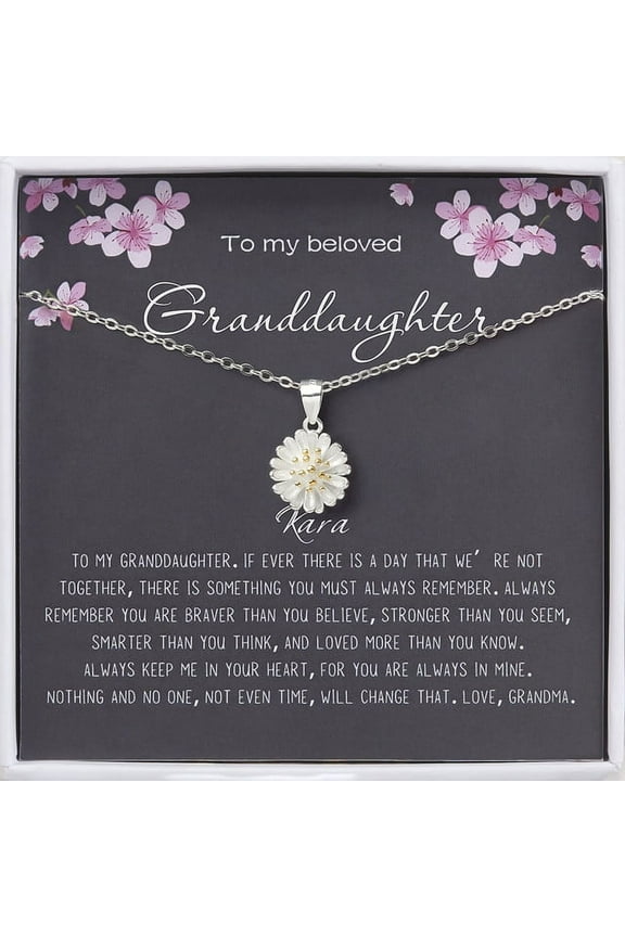 Personalized Grandmother Granddaughter Necklace - Granddaughter Gifts from Nana - Custom To My Granddaughter - Sterling Silver Daisy Necklace Gift from Grandma