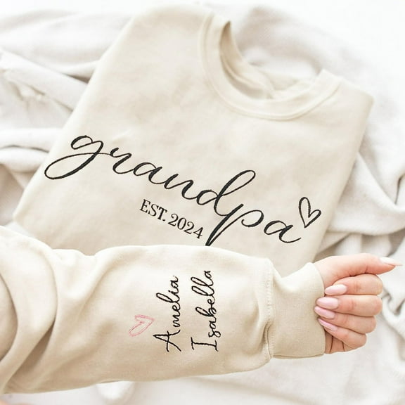 Personalized Grandpa Chest Embroidered Sweatshirt Hoodie Family Keepsake Father's Day Gift Ideas