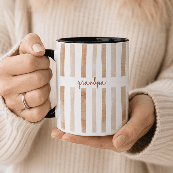 Personalized Grandpa Mug – Custom Striped Coffee Cup for Grandpa, Dad & Grandad Father’s Day Gift