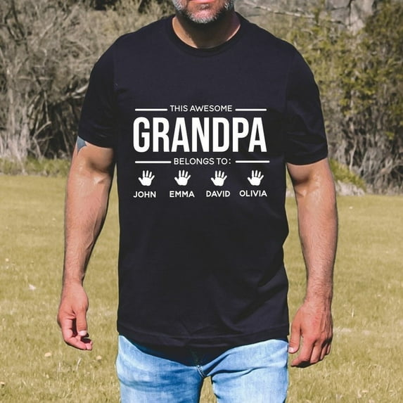 Personalized Grandpa Shirt with Grandkids’ Names – Custom Papa Tee – Father’s Day Gift for Grandpa – Family Name T-Shirt