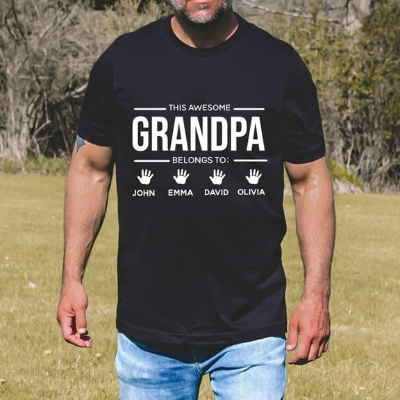 Personalized Grandpa Shirt with Grandkids’ Names – Custom Papa Tee – Father’s Day Gift for Grandpa – Family Name T-Shirt