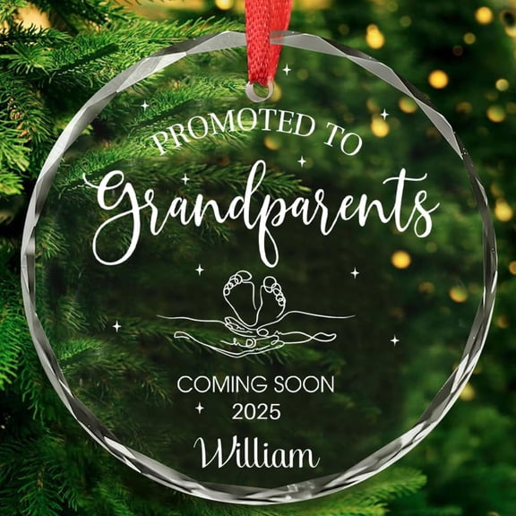 Personalized Grandparents Gifts - First Time Grandparents Gifts - Custom Grandpa Grandma 2025 Ornament - Pregnancy Announcement Gifts for Grandparents - Promoted to Grandpa Grandma Ornament