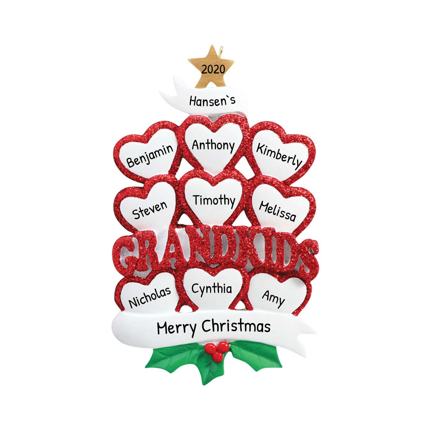 Personalized Grandparents Ornament 2023 - First Time Grandparents Gifts 2023 - 9 Grandkids with ...