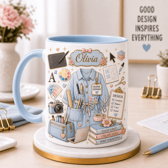 Personalized Graphic Designer Mug, Creative Coffee Cup Gift for Designers & Graduates
