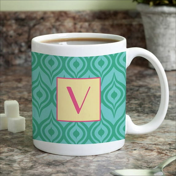 Personalized Green Ikat Coffee Mug