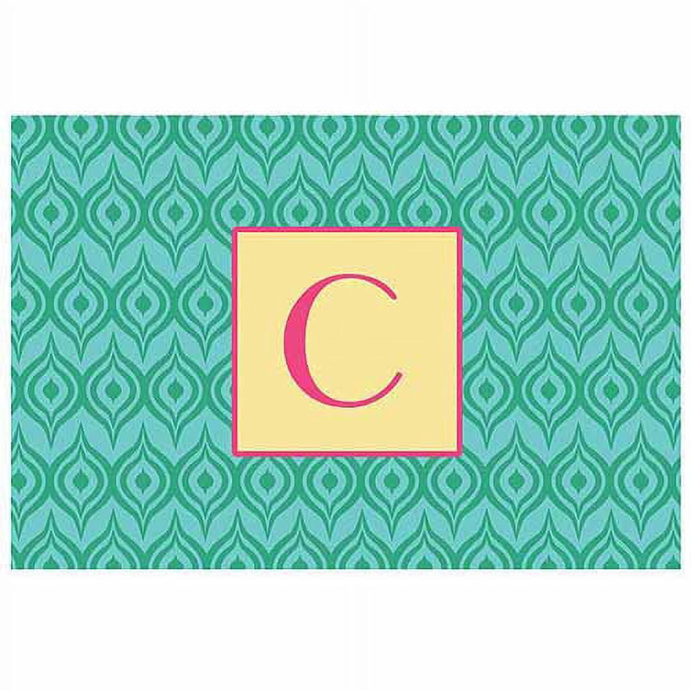 Personalized Green Ikat Doormat