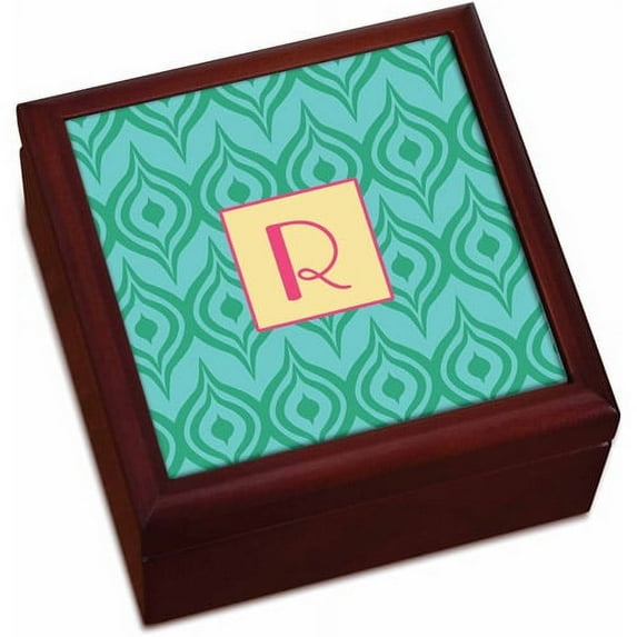 Personalized Green Ikat Keepsake Box