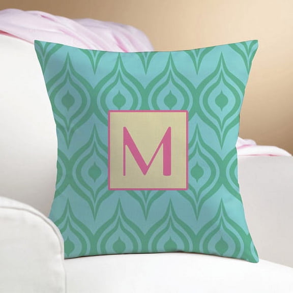 Personalized Green Ikat Pillow