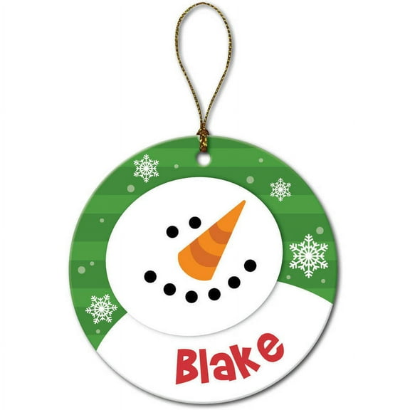 Personalized Green Snowman Christmas Ornament