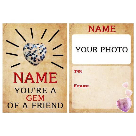 Personalized Greeting Card-Valentine's Day Card With Heart Shaped Crystals Stone P0Z9