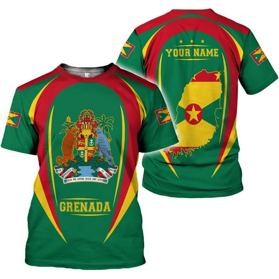 Personalized Grenada T-Shirt 3D, Proud Grenadan Tshirt, Grenada Flag Grenadian Pride Grenadian Heritage Shirt (T-shirt, 3XL)