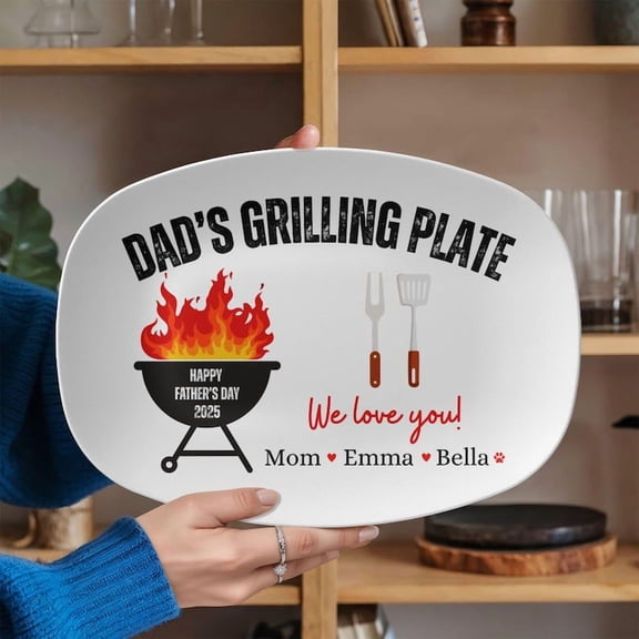 Personalized Grilling Plate Gift For Fathers Day 2025 Gift From Grandkids Custom Platter BBQ Grilling Gift Cook Daddys Grilling Serving tray.
