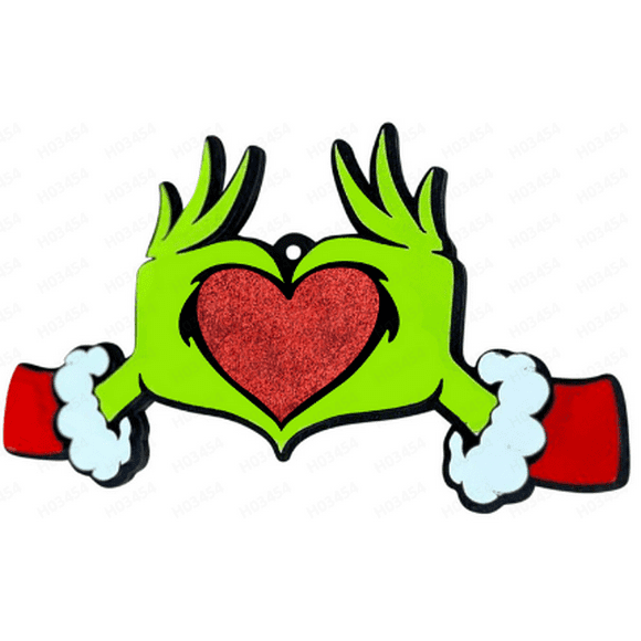 Personalized Grinch Christmas Decorations 3D Wood Hanging Grinch Christmas Tree 2024 Grinch Ornaments for Tree Topper Grinch Gifts for Families&Friends-Hand, 1 Pc