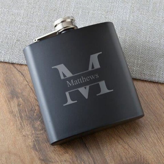 Personalized Groomsmen Black Matte Flask